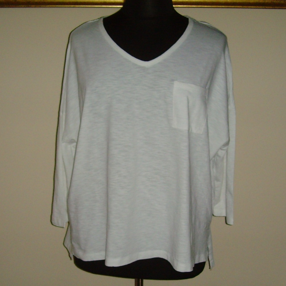 Lord & Taylor Woman 100% Cotton Long Sleeve Tee 2X - White - Picture 2 of 14